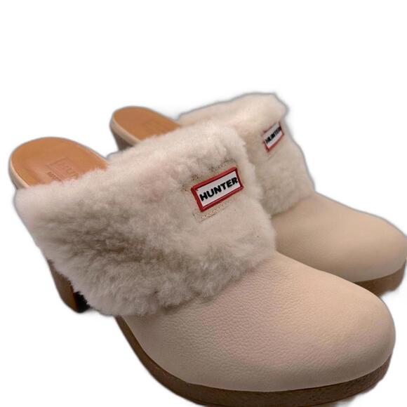 Hunter Bruson Leather Slide On Heel Clogs Shoes Size 8 NWOT. - Picture 2 of 6